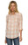 Threadgrit Ladies Brown Combo Plaid Ivy Burnout Woven Long Sleeve Button Up Shirt