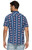 Threadgrit Men's Navy Combo Truman American Print Short Sleeve Performance Western Snap Shirt