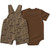 Carhartt Boys Infant Dark Khaki Fishing Dog Short Sleeve Bodysuit And Shortall Set