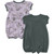 Carhartt Girls Infant Green Laurel Wreath Horse Short Sleeve Romper Set - 2 Pack