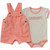 Carhartt Girls Infant Peach Polka Dot Short Sleeve Bodysuit And Canvas Shortall Set