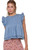 Wishlist Apparel Womens Denim Pleated Ruffle Cap Sleeve Top