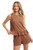 Wishlist Apparel Womens Brown Ribbed Ruffle Trim Two Piece Lounge Set 