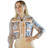 Cotton & Rye Ladies Blue & White Multi Print Mesa Pearl Snap Long Sleeve Shirt