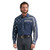 Wrangler Mens Blue Vintage Stars And Stripes Denim Stripe Long Sleeve Western Snap Shirt