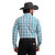 Wrangler Mens Teal Coastal Ridge Plaid Wrinkle Resist Long Sleeve Western Snap Shirt