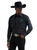 Wrangler Mens Black Sunset Logo Long Sleeve Two Pocket Western Snap Shirt