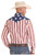 Rock & Roll Denim Mens Red Americana Flag Print Brushpopper Long Sleeve Western Snap Shirt
