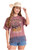 Rock & Roll Denim Womens Mauve Yee Haw State of Mind Fringe Graphic Short Sleeve T Shirt