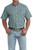 Cinch Mens Green Heritage Square Geo Print Classic Fit Short Sleeve Button Down Shirt