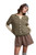 Wishlist Apparel Womens Olive Taupe Heritage Stripe Short Sleeve Sweater Cardigan