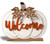 Backyard Expressions 18" White Pumpkin Welcome Wooden Tabletop Decor