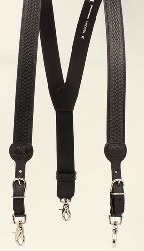 MENDENG Adjustable Suspenders For Men Bronze Metal Clips Braces With Leather