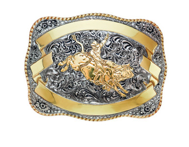 M&F - Crumrine Gold & Silver Bull Rider Antique Buckle