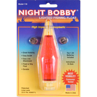 Night Bobby Lighted Fishing Float, Night or Day Fishing, Torpedo