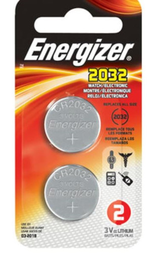 Energizer 2032 Lithium 3V DC Multipurpose Coin Battery - 2 Pack