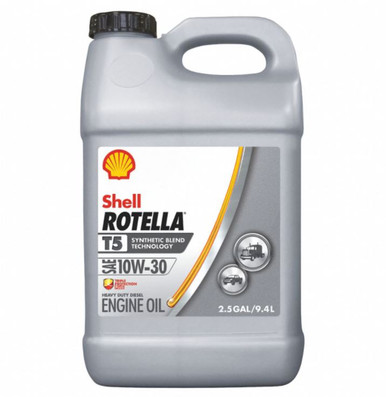 Shell R10 Oil Shell Rotella T5 Synthetic Blend 10W-30 Diesel Engine Oil- 2.5 Gallon
