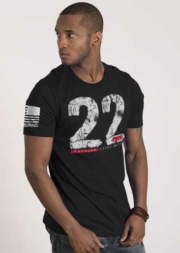 Nine Line Apparel Mens Black 22 A Day Short Sleeve T-Shirt