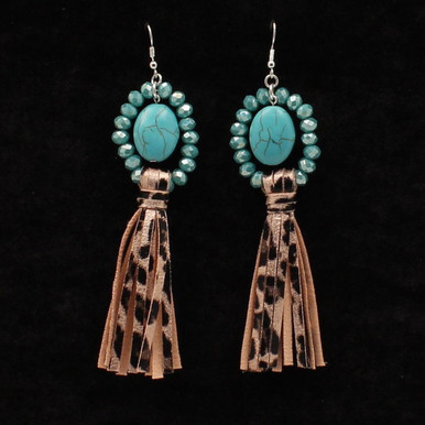 総合福袋 Turquoise Oval Strike Silver Earrings tassles print w/Leopard 水着・ラッシュガード