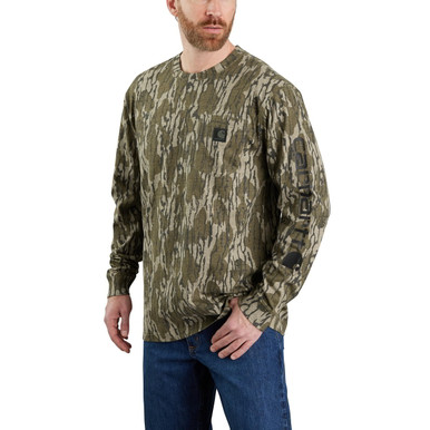 Carhartt Mens Mossy Oak Bottomland Camo Loose Fit Heavyweight Long