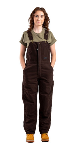 Berne Ladies Dark Brown Softstone Duck Insulated Bib Overall