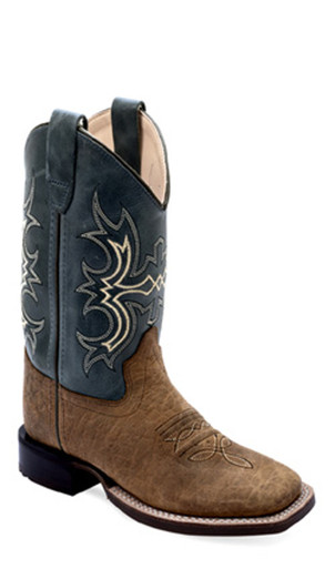 Big R Boots Jama Boots Youth Boy's Brown Bull Leather Boots with Blue Shaft