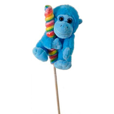 The Petting Zoo Lollyplush Monkey with Rainbow Lollipop- Assorted