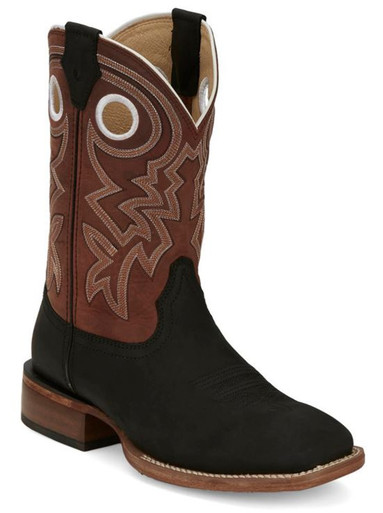 Justin Men's Big News Red/Black Cowhide Frontier Western