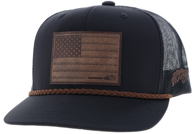 Hooey Men's Black with Brown USA Flag Patch 