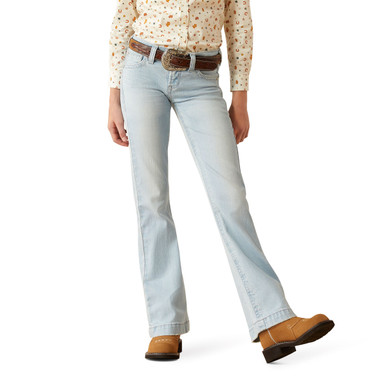 ARIAT Women's Real. Pr Zoe Flare Jean - Ripped Knee, Laser Details, Siren Jeans Wash