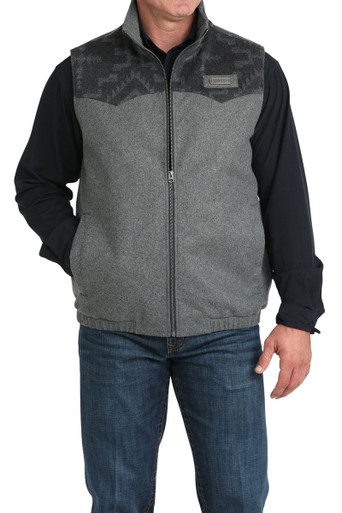 Cinch Men's Gray Wool Concealed Carry Full Zip Western Vest