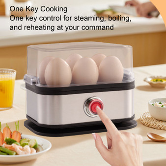Electric Egg Cooker Rapid Egg Cooker 6 Egg Capacity Stainless Steel Smart Boiled Egg Maker Machine for Home Dorm