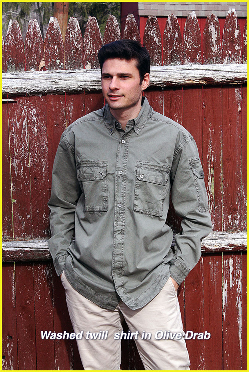 Windproof washed twill utility shirt