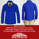 SURVIVALON® GRANT jackets are more active; like wearing a shirt with 6 pockets; lightweight, windproof and water repellent.
