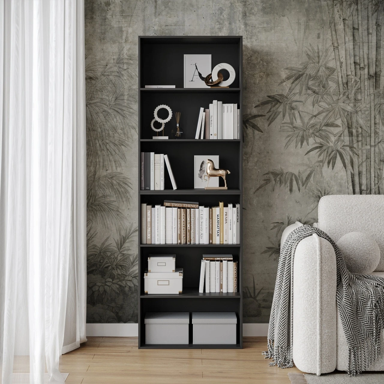 Wide 6-Tier Bookcase
