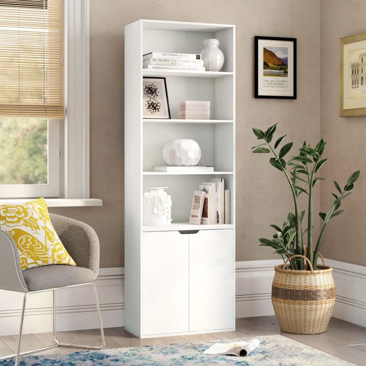 6-Tier Bookcase with 2-Doors
