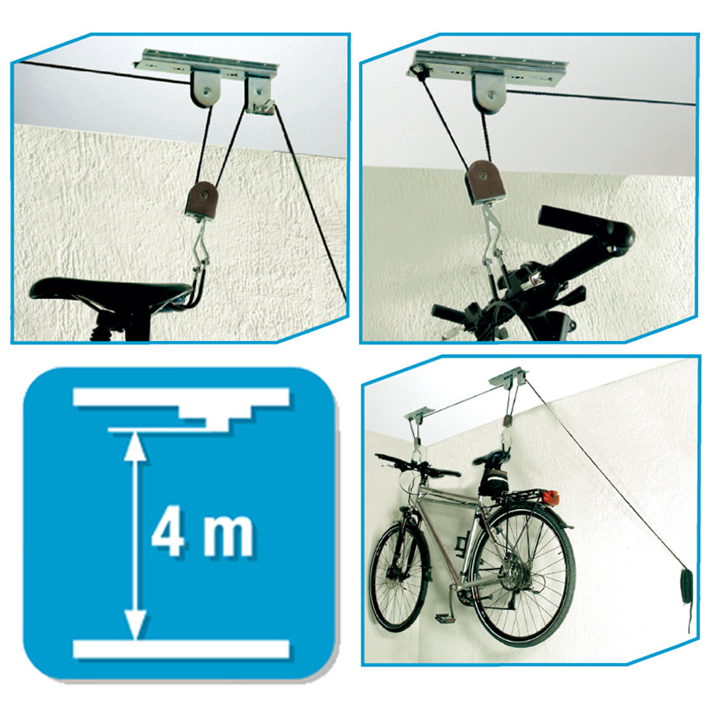 Pulley Ceiling Mounted Bike Lift Bike Rack Garage Pulley System
