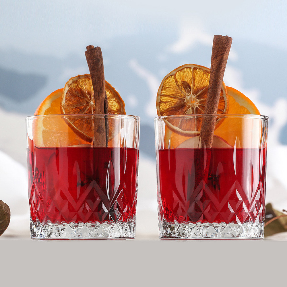 LAV Odin Whisky-Gläser Set – 12 Stück, Je 330 Ml, Art-Deco-Design (für Bourbon, Rum & Cocktails)