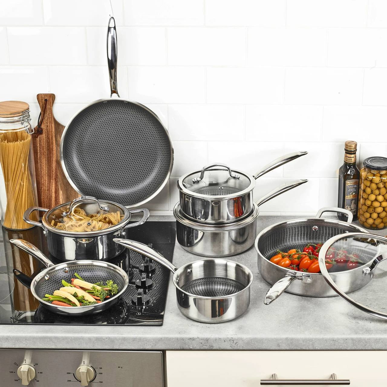 7 Piece Stainless Steel Non Stick Induction Cookware Set