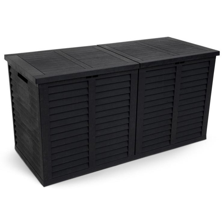 XXL 750L Garden Storage Box, Black - 155x66x80 cm, Double Lid