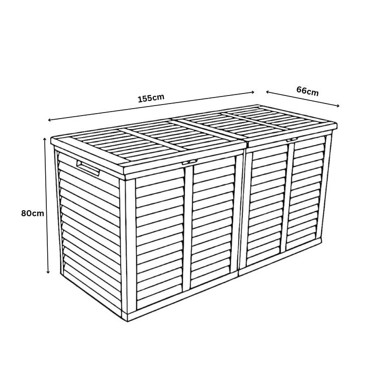 XXL 750L Garden Storage Box, Black - 155x66x80 cm, Double Lid