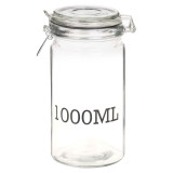 1000ml Clear Glass Storage Jar with Metal Clamp Lid