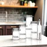 Set of Large Glass Storage JarS With Metal Clamp Lid