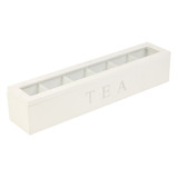 Wooden Tea Box 6 Compartments Hinged Glass