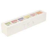 Wooden Tea Box 6 Compartments Hinged Glass