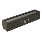 Wooden Tea Box 6 Compartments Hinged Glass