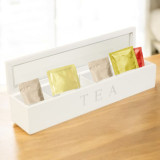 Wooden Tea Box 6 Compartments Hinged Glass