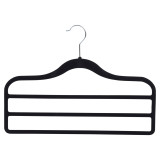 Black & Grey Velvet Non-Slip 3-Bar Trouser Hangers
