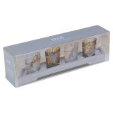 Modern Wood Tray with 4 Tea Light Holders With Decorative Stones