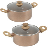 20cm + 24cm Rose Gold  Induction Casserole Set
